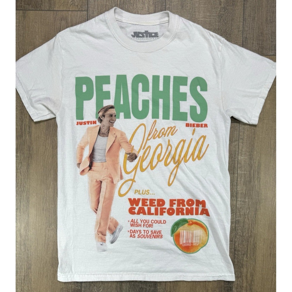Rare Justin Bieber Peaches From Georgia T Shirt Size Small Justice Tour Adult